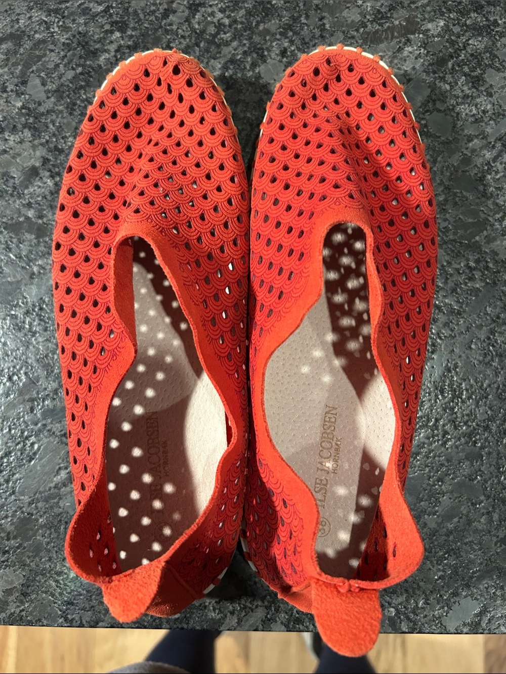 Red Slip-On Knit Flats by Isle Jacobsen (Women's)